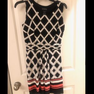 Enfocus Studio black and coral patterned dress